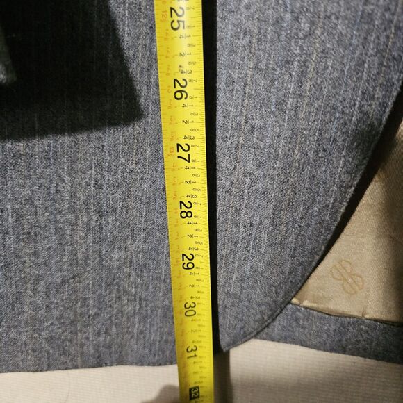 Bill Blass Pure Wool Blazer Mens Size 40R Gray With Pastel Pinstripes Small FLAW - Picture 15 of 16